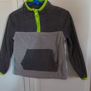 OshKosh B'gosh Gray Fleece Half-Zip Pullover with Neon Green Trim